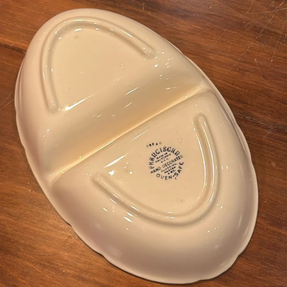 VINTAGE Franciscan Desert Rose Divided Serving Dish Pink Floral Cottagecore USA